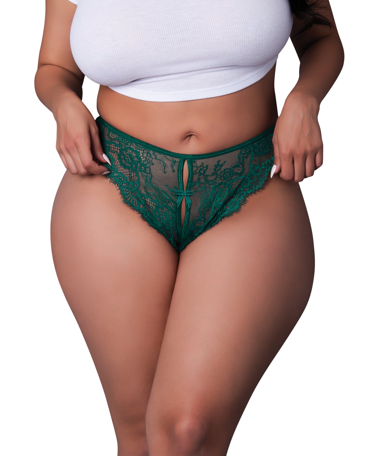 Emerald Split Crotch Lace Panty