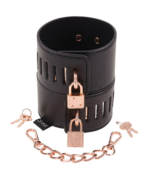 Crimson Red Brat Locking Cuffs