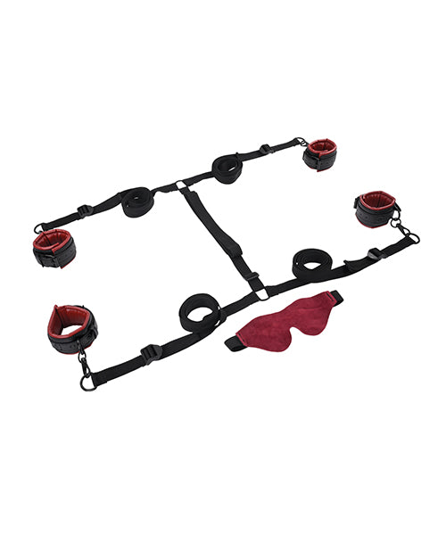 Crimson Red Club Under the Bed Restraint System - Black and Red