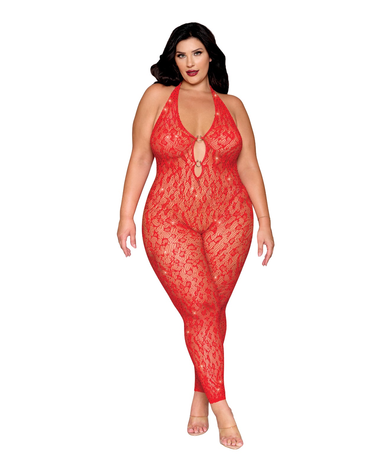 Leopard Pattern Seamless Bodystocking with Gold Details