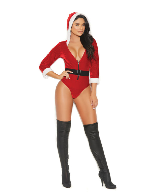 Festive Velvet Teddy with Hood and Belt